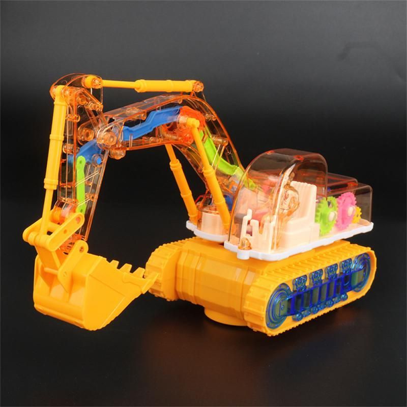 1~5PCS  The Same Electric Universal Transparent Mechanical Gear Excavator Colorful Light Music Engineering Car Model Toy
