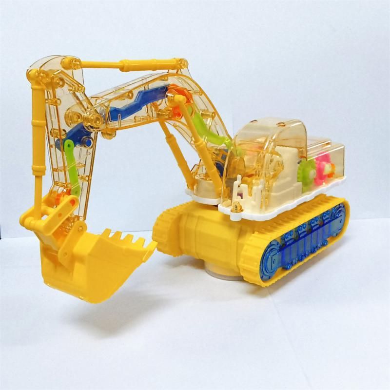 1~5PCS  The Same Electric Universal Transparent Mechanical Gear Excavator Colorful Light Music Engineering Car Model Toy