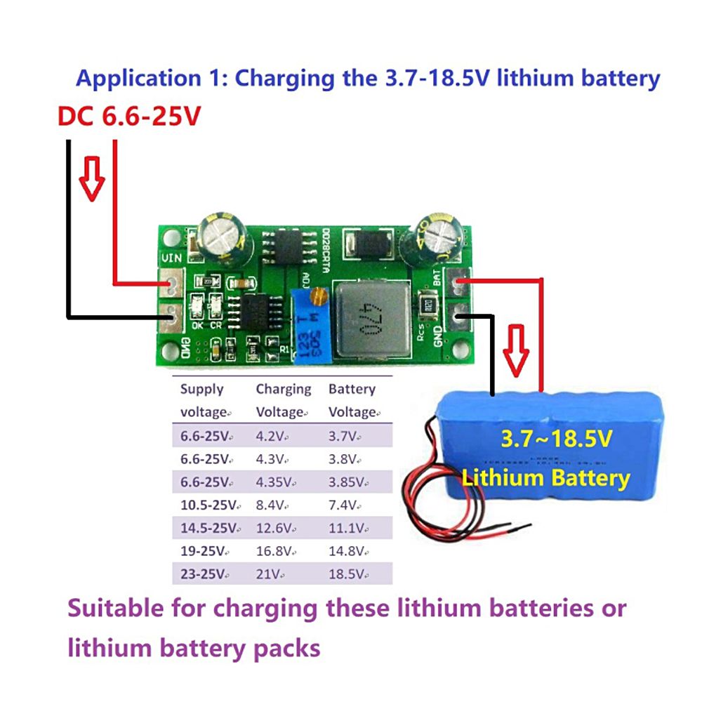 1A 3.7-18.5V Lithium Batterys Charge Module Board Controller