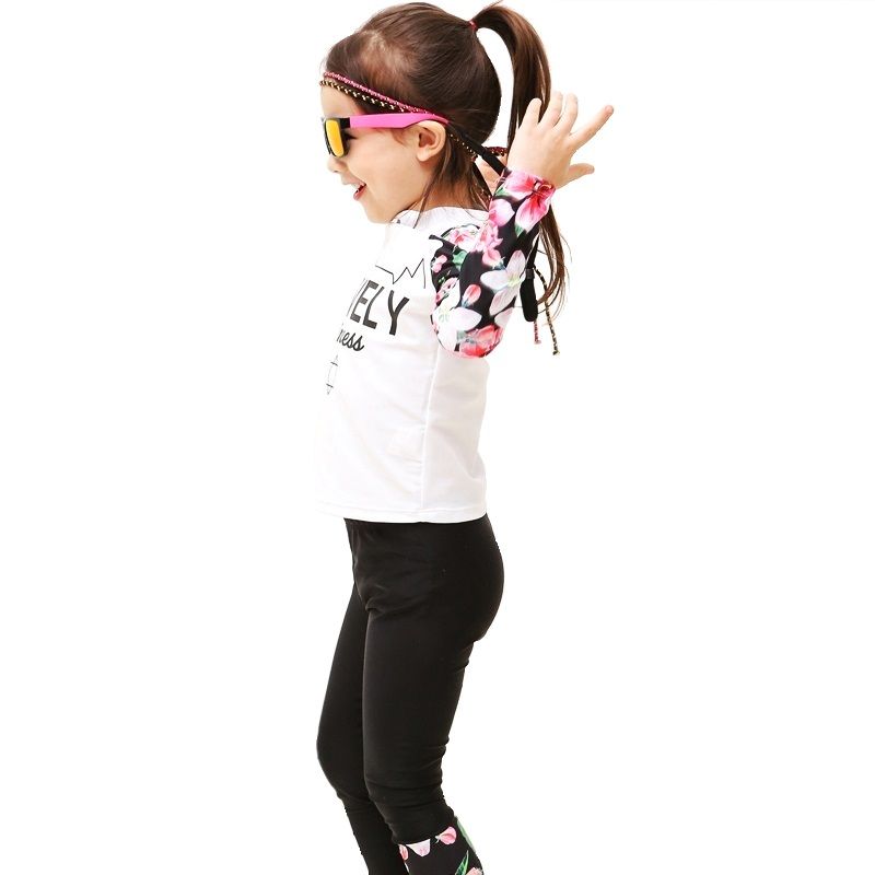 Long Sleeve Kids Swimming Suit UV Resistant Swimwear, White