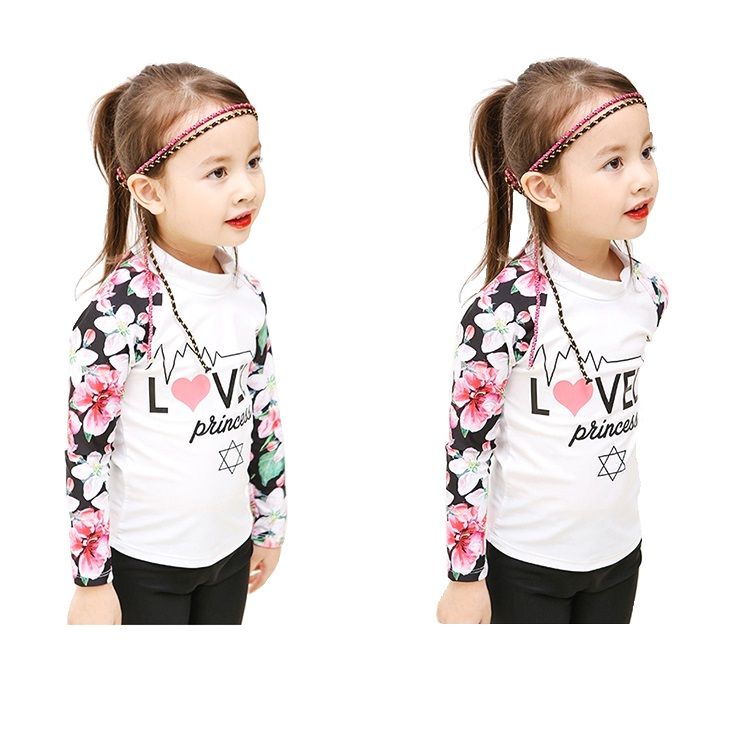 Long Sleeve Kids Swimming Suit UV Resistant Swimwear, White