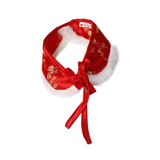 Cute Pet Cloak Shawl Bow Tie New Year Scarf Dress Up Chinese Red M