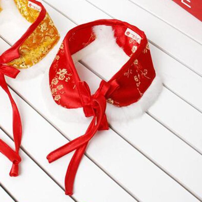 Cute Pet Cloak Shawl Bow Tie New Year Scarf Dress Up Chinese Red M