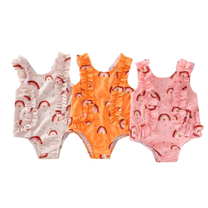 Kid Girl Beach Wear Newborn Baby Girls Rainbow Swimsuit