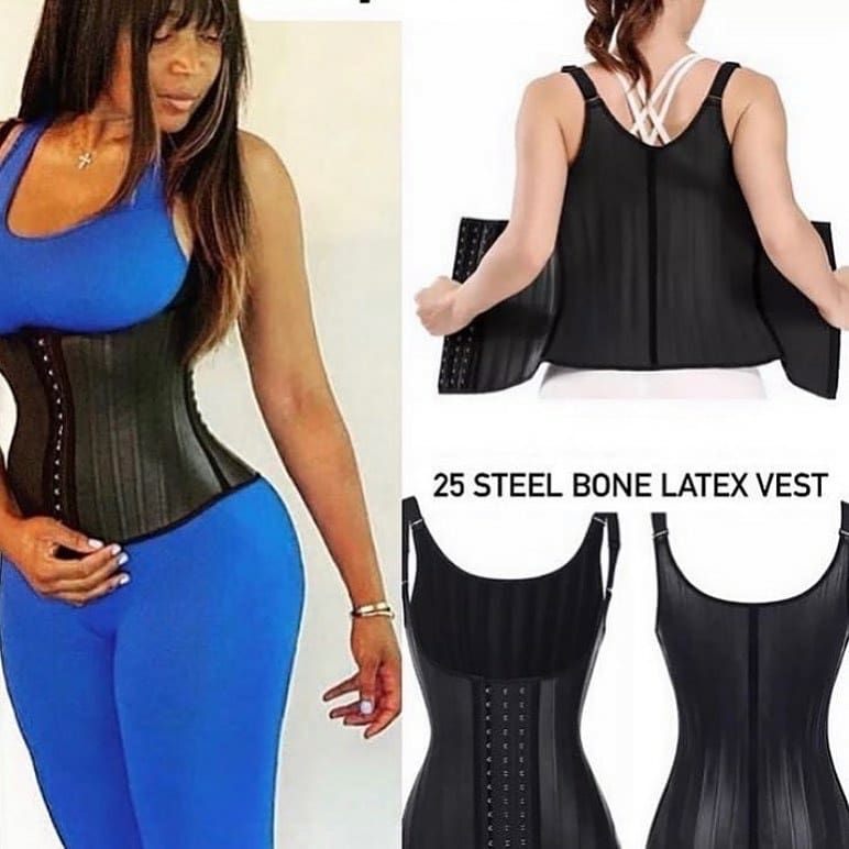 LATEX 25 STEEL BONES VEST WAIST TRAINER ( Black Color)
