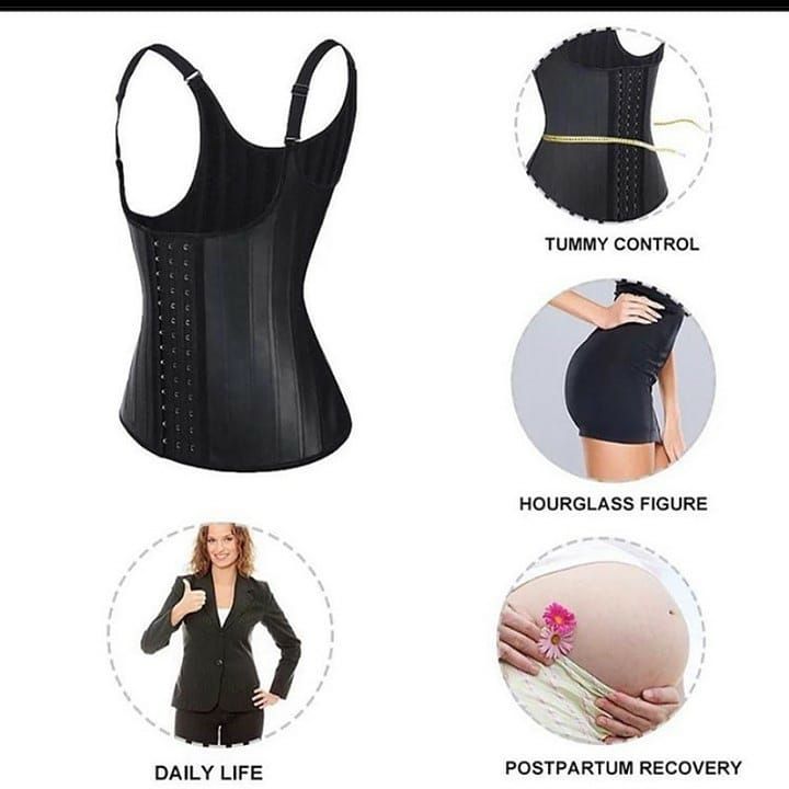 LATEX 25 STEEL BONES VEST WAIST TRAINER ( Black Color)