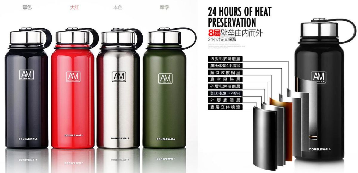 Double Walled Vacuum Insulated Stainless Steel Water Drinks Bottle