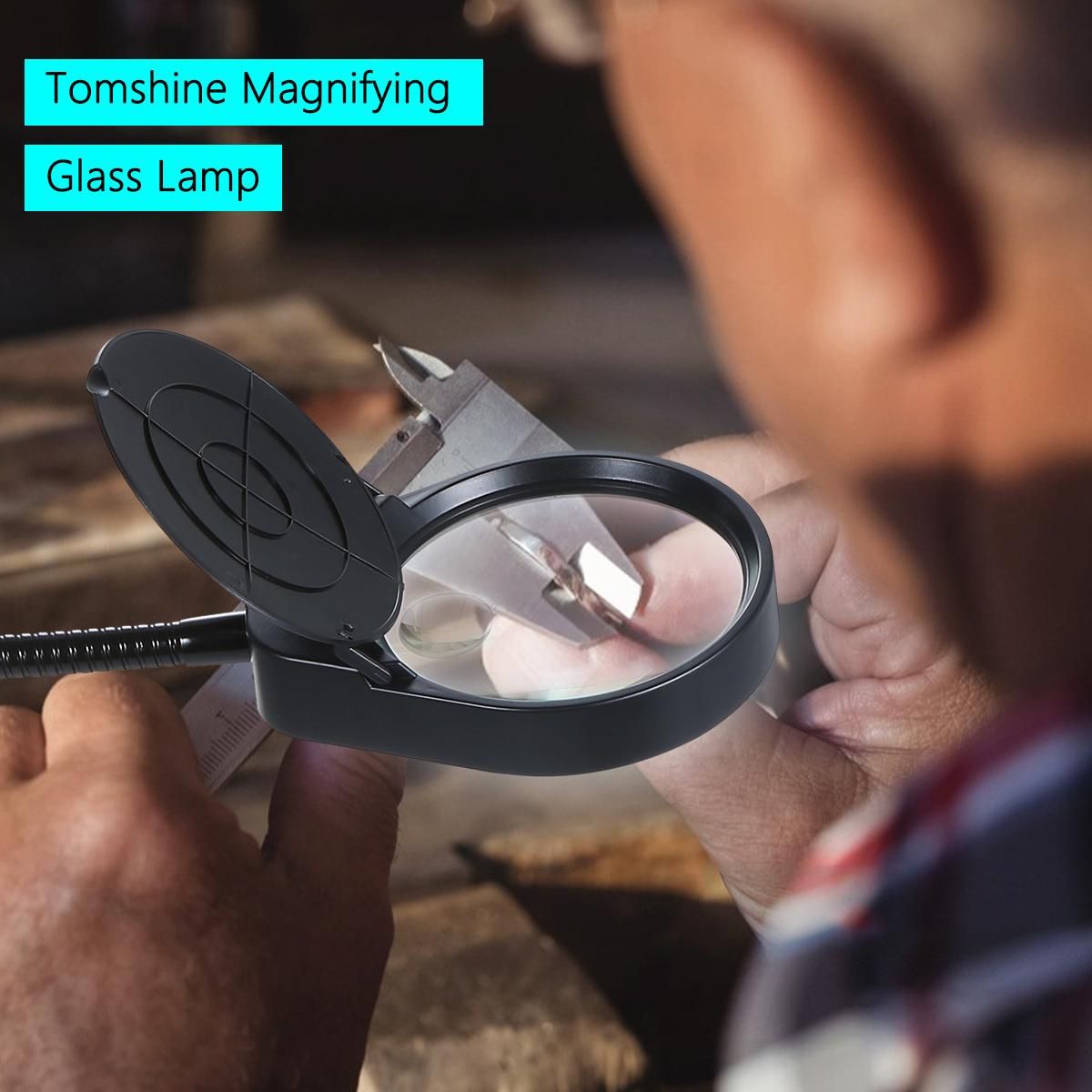 Tomshine 3X/10X Magnifying Glass Lamp with Metal Clamp Ultra Bright 38LEDs White Lighted Dimmable Desk Light Flexible Gooseneck for Reading Crafts Workbench Close Work