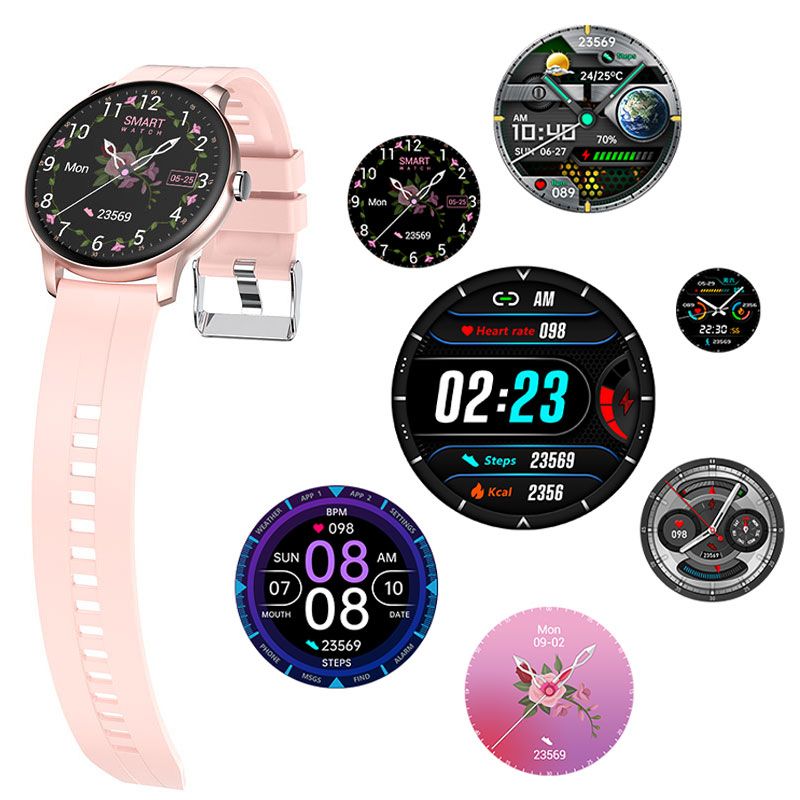 Smart Watch Women Full Touch Screen Fitness Tracker IP67 Waterproof Bluetooth Call Round Smartwatch Men For Android IOS MI Phone(#black Add Strap)