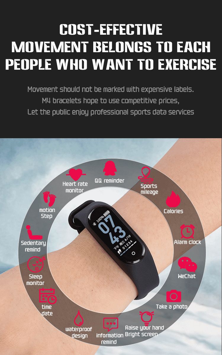 Ready Stock❤IP67 Waterproof Smart Bracelet Heart Rate Blood Pressure Sport Mode Fitness Tracker