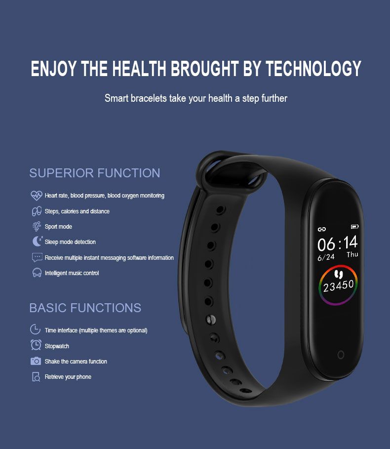 Ready Stock❤IP67 Waterproof Smart Bracelet Heart Rate Blood Pressure Sport Mode Fitness Tracker