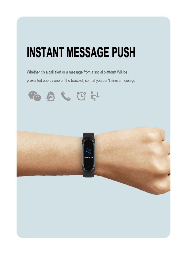 Ready Stock❤IP67 Waterproof Smart Bracelet Heart Rate Blood Pressure Sport Mode Fitness Tracker