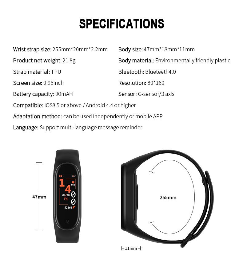 Ready Stock❤IP67 Waterproof Smart Bracelet Heart Rate Blood Pressure Sport Mode Fitness Tracker