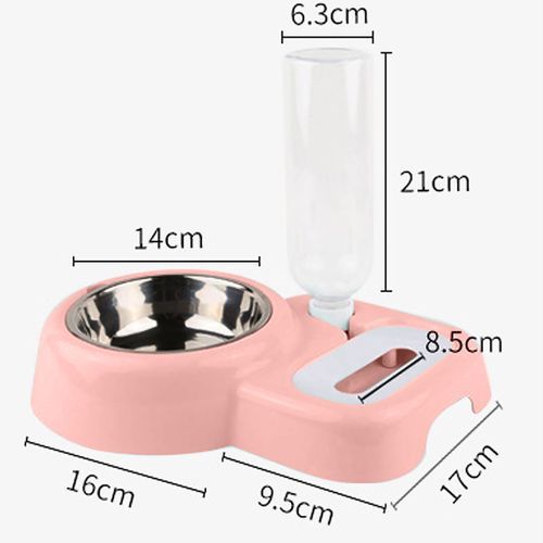 500ML 2in1Cats Dogs Automatic Pet Drinking Double Bowl  Pink