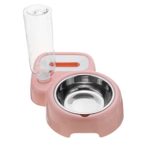 500ML 2in1Cats Dogs Automatic Pet Drinking Double Bowl  Pink