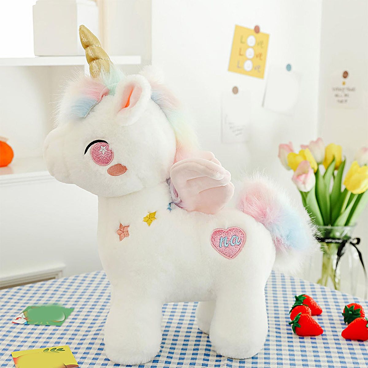 Plush Doll Pillow Stuffed Animal Pegasus Plushie Doll Pink