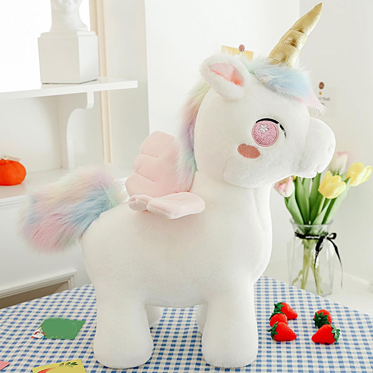 Plush Doll Pillow Stuffed Animal Pegasus Plushie Doll Pink