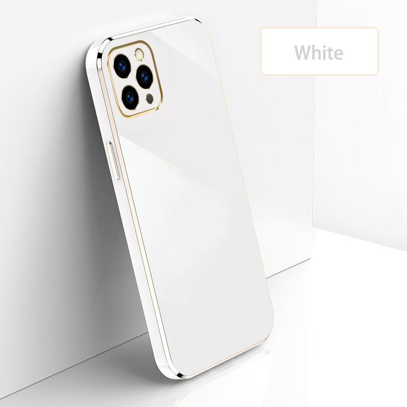 Ultra Thin Plating Phone Case for iPhone 11 Pro Max Lens Protection soft Phone Back Cover-White