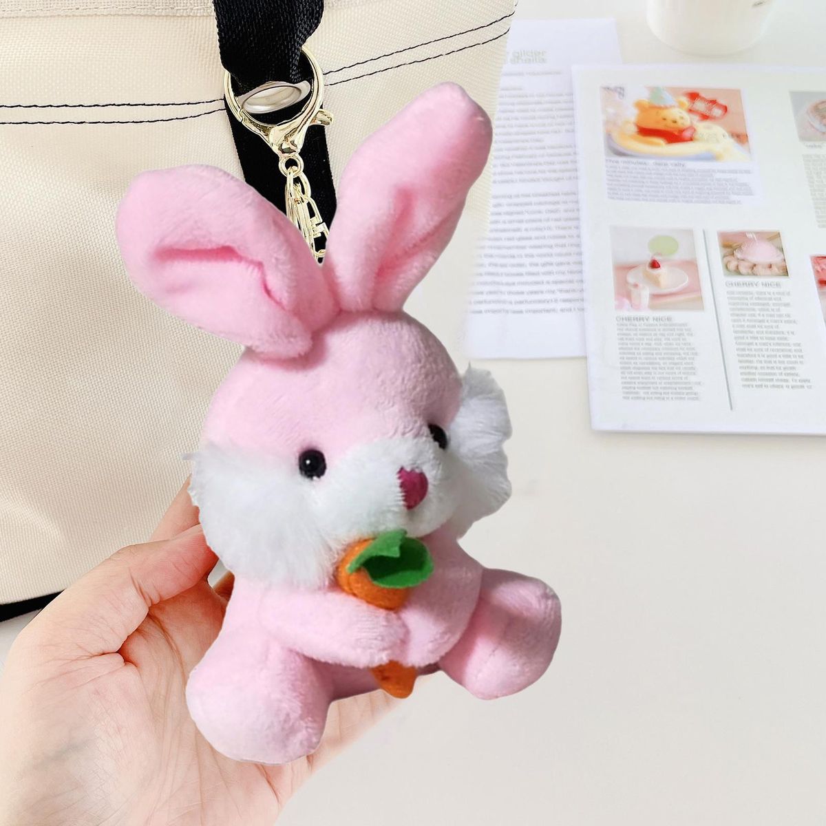 Plush Rabbit Pendant Stuffed Doll Key Ring Backpack Plush Pendant Pink
