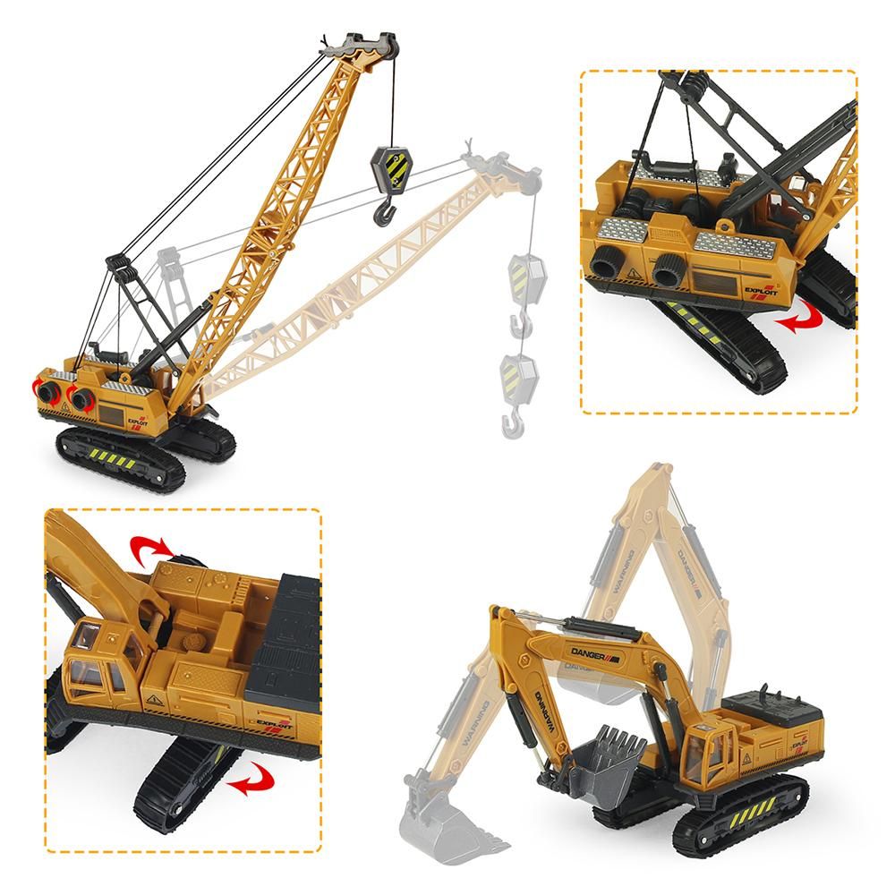 Simulation Engineering Vehicle Alloy Trucks Crane Excavator Bulldozer Construction Model Car Collection Toys for Boy Xmas Gift