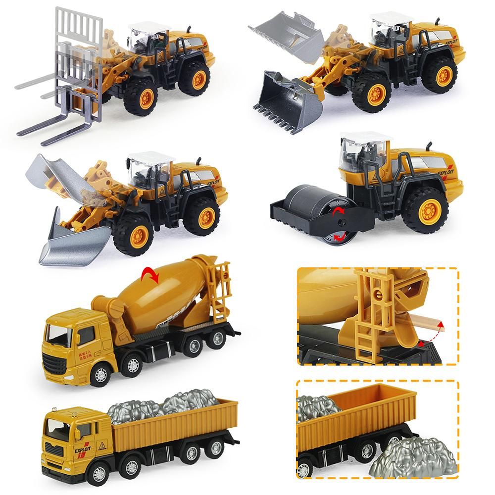 Simulation Engineering Vehicle Alloy Trucks Crane Excavator Bulldozer Construction Model Car Collection Toys for Boy Xmas Gift