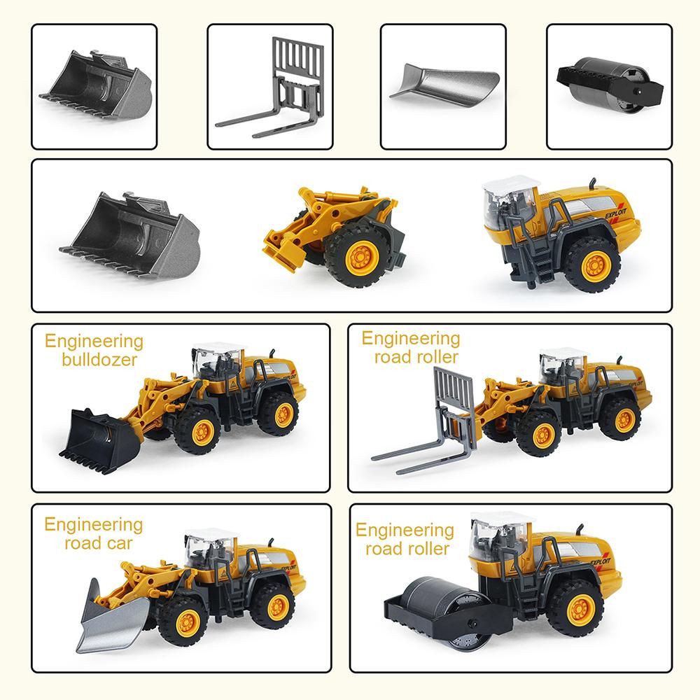 Simulation Engineering Vehicle Alloy Trucks Crane Excavator Bulldozer Construction Model Car Collection Toys for Boy Xmas Gift