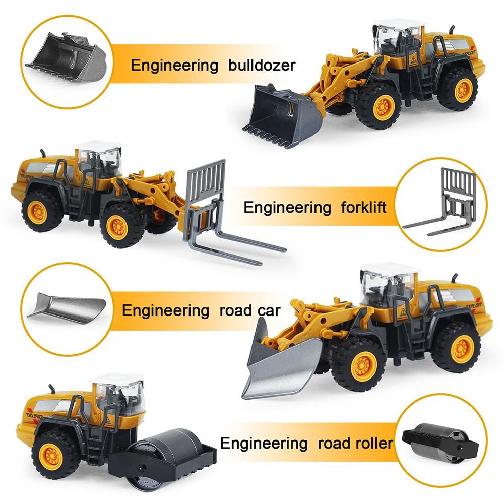 Simulation Engineering Vehicle Alloy Trucks Crane Excavator Bulldozer Construction Model Car Collection Toys for Boy Xmas Gift