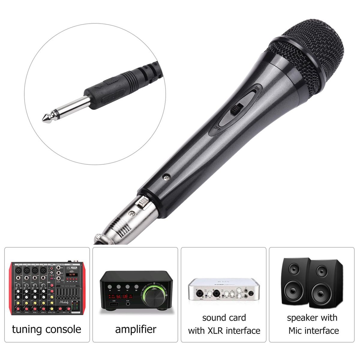 Handheld Wired Dynamic Microphone Accurate Cardioid Pickup Detachable Multifuctional for Vocal Acoustic Instruments Studio Recording Podcasting Live Streaming Hosting Speech Karaoke with 5 Meters XLR Cable Storage Case Black