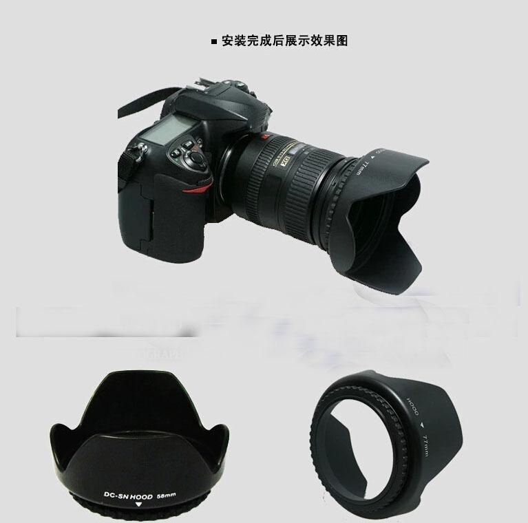 Hot Universal Digital Camera black Flower shape Lens Hood for Canon Nikon d5100 3100 18-55 Screw ral 52 mm