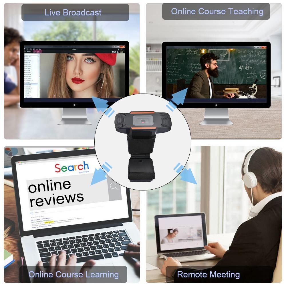 720P Webcam with Microphone HD Webcam for Desktop Laptop Computer Live Broadcast Camera