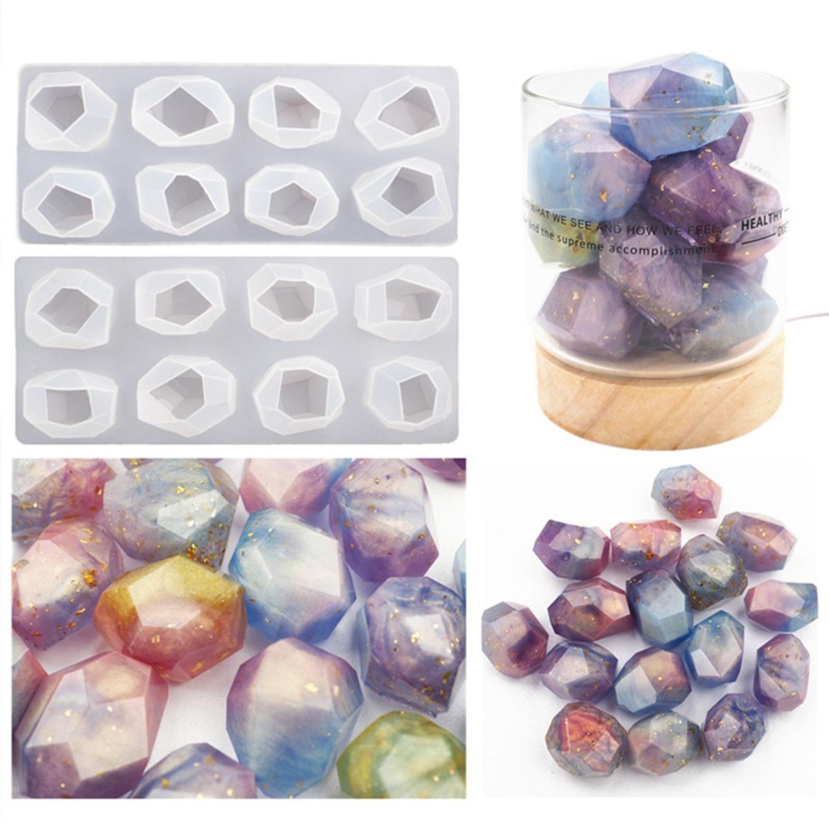 2Pcs Epoxy Resin Mold Jewelry Making Craft Clear Silicone Mold Clear