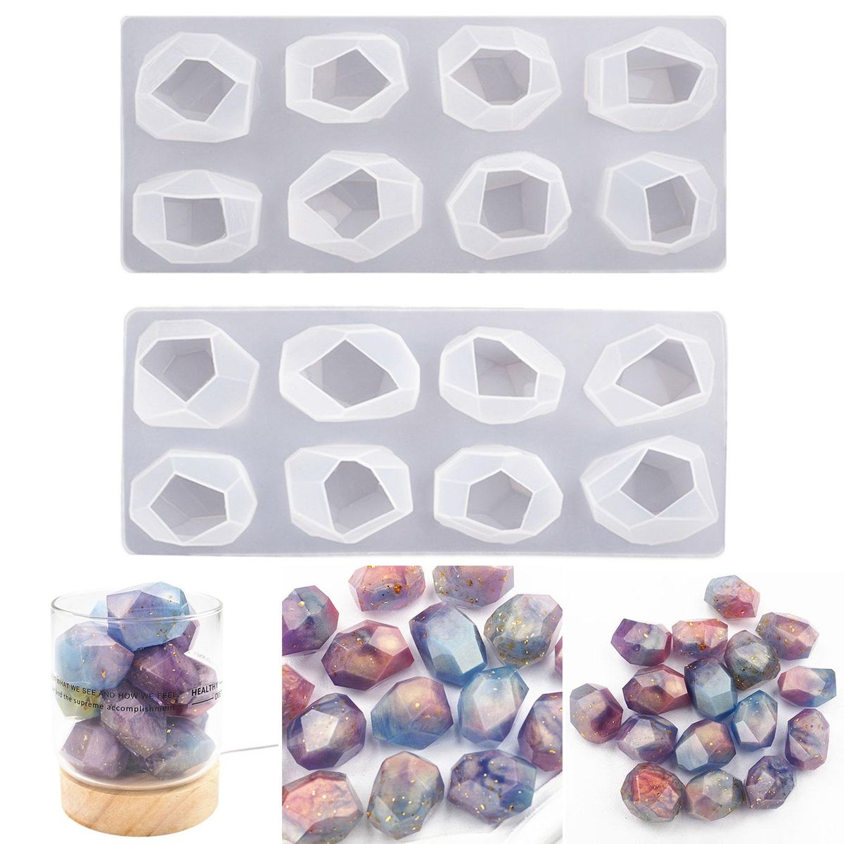 2Pcs Epoxy Resin Mold Jewelry Making Craft Clear Silicone Mold Clear