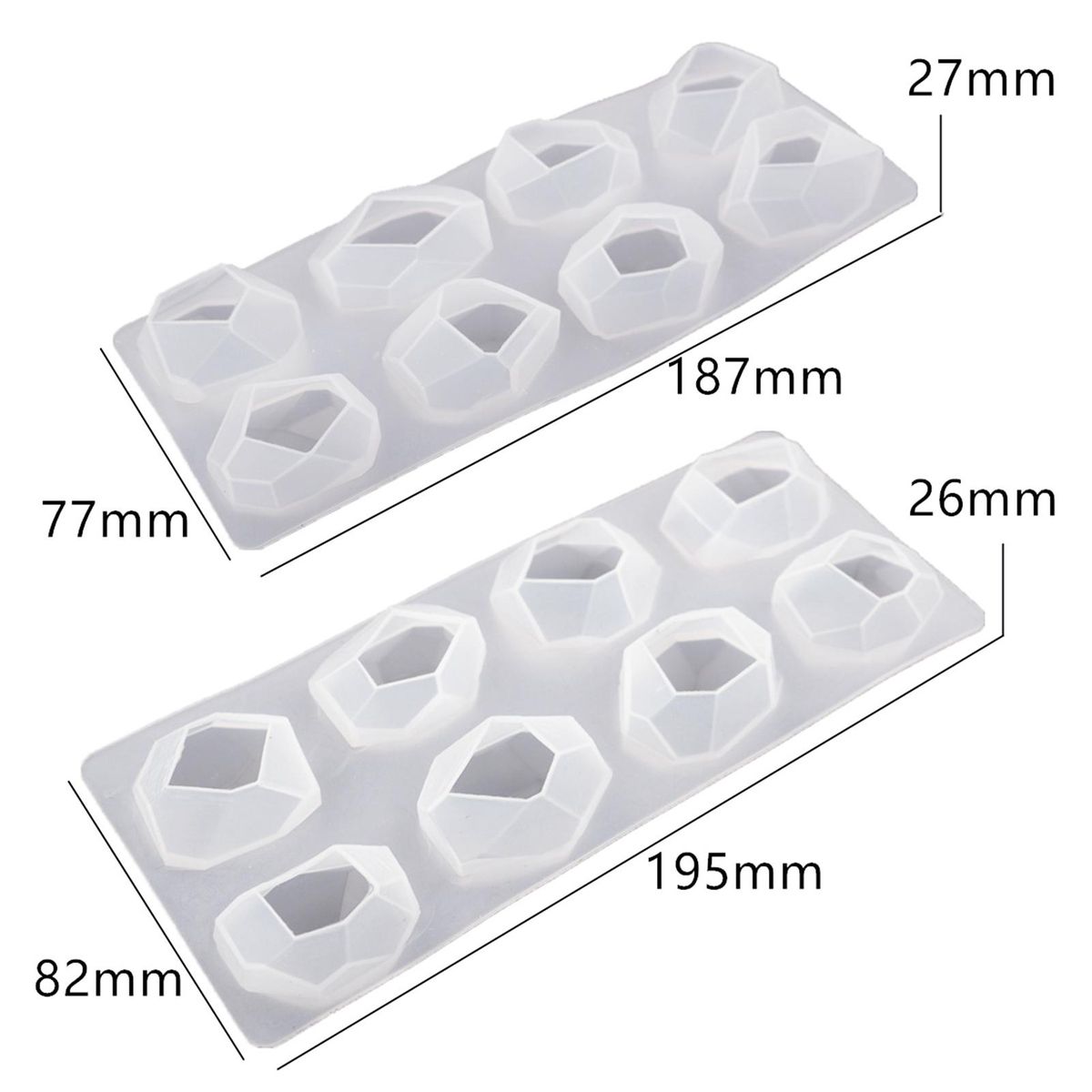 2Pcs Epoxy Resin Mold Jewelry Making Craft Clear Silicone Mold Clear
