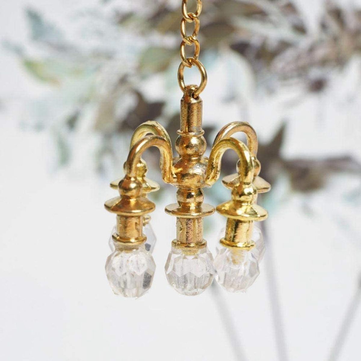1 12 Dollhouse Miniature Mini Crystal Lamp for 1/12 Dollhouse Decor Simulation Chandelier Can Not Light Silver