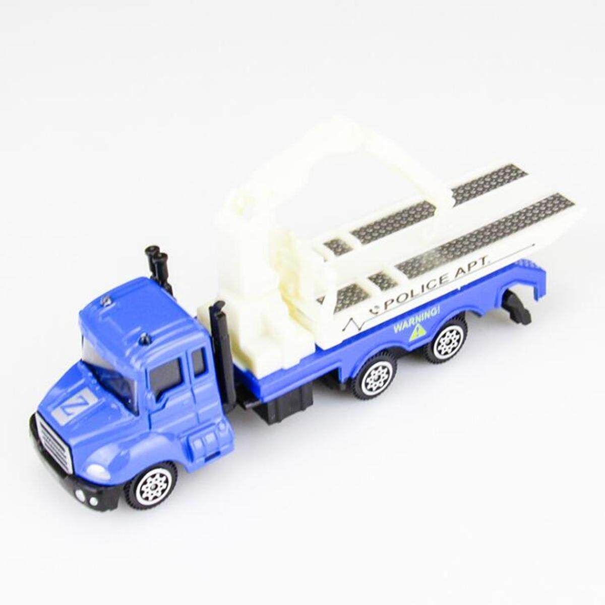 12 Styles Excavator Construction Truck Alloy Toy Vehicle [P4 Police Rescue Vehicle Blue]