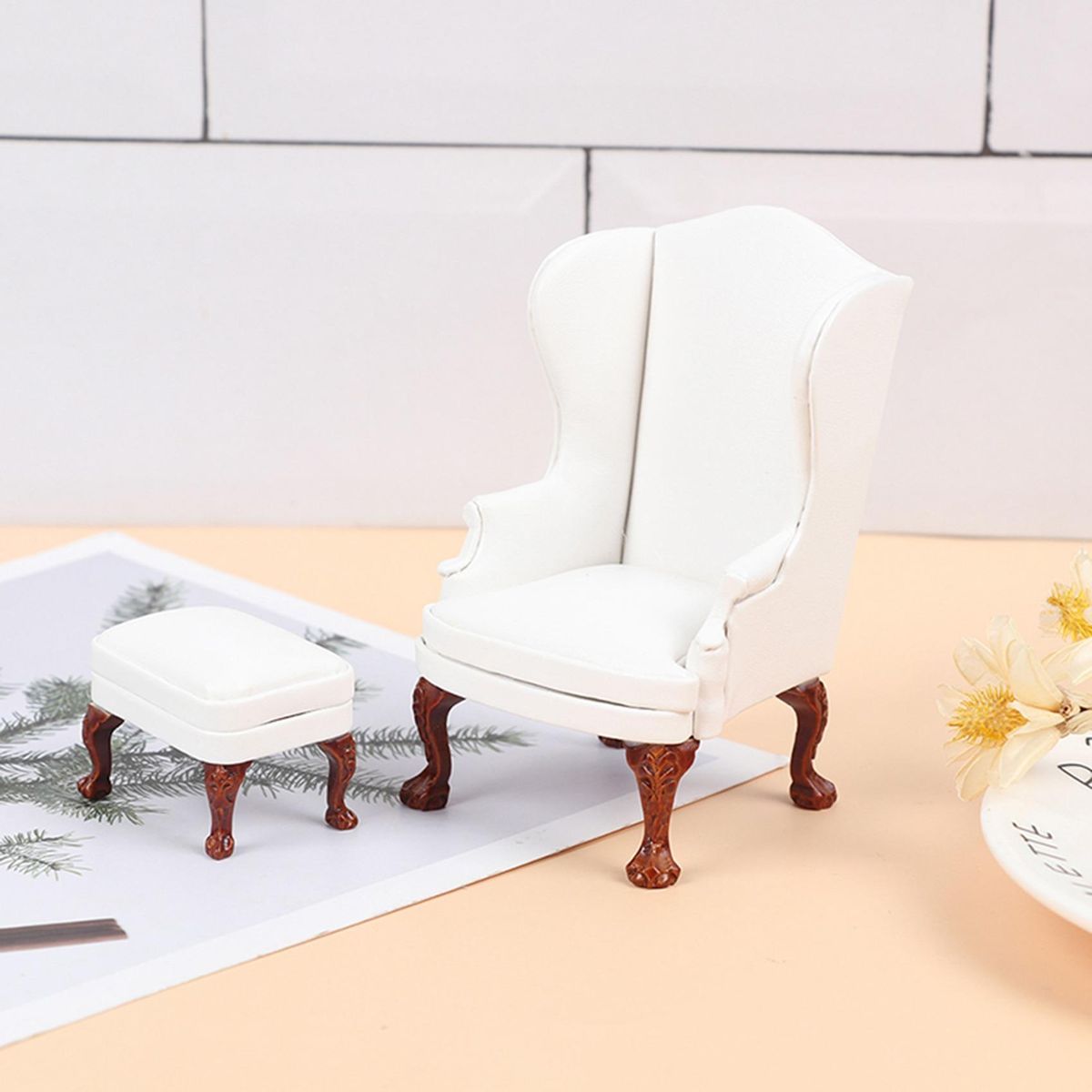1 12 Dollhouse Mini Furniture Single Chair with Pedal for 1 12 Furniture Decoration Accessory Red