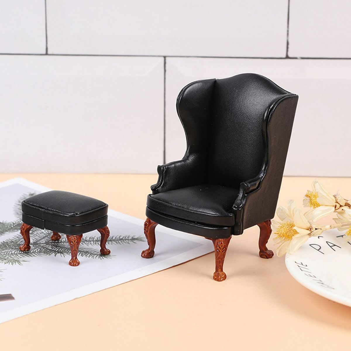 1 12 Dollhouse Mini Furniture Single Chair with Pedal for 1 12 Furniture Decoration Accessory Red