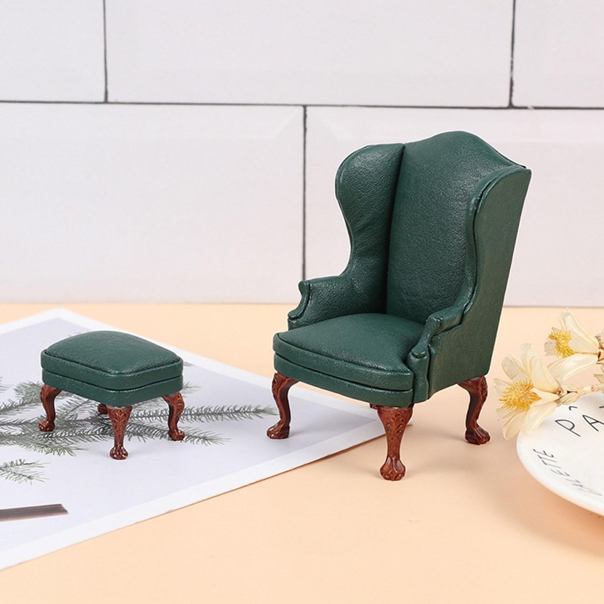1 12 Dollhouse Mini Furniture Single Chair with Pedal for 1 12 Furniture Decoration Accessory Red