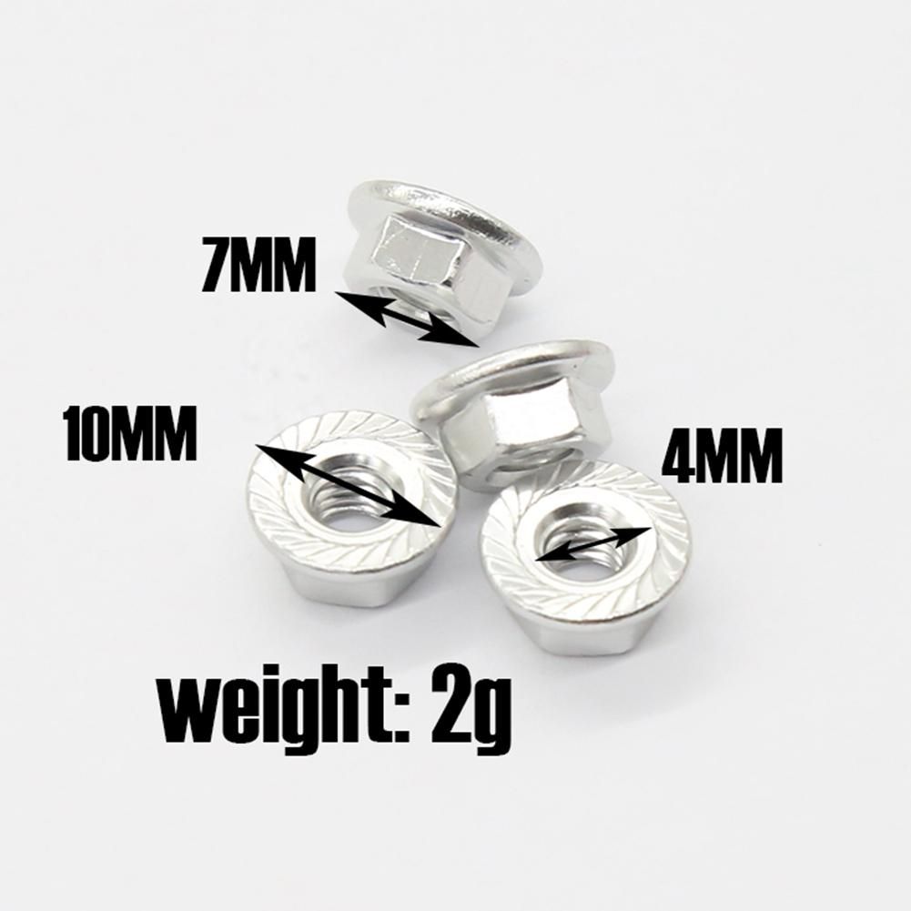 8Pcs CNC Metal Flange Lock Nut M4 1/10 1/8 1/14 RC Car Truck Crawler Drift TRX4 SCX10 SCANIA Universal Part,Silver