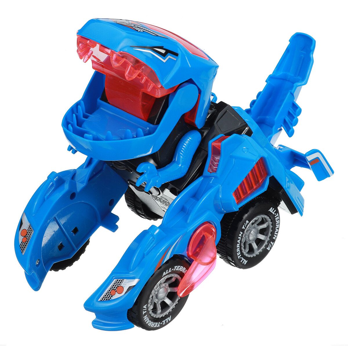 Dinosaur Toys Car With LED Light And Music Automatic Transform Dino Car For 2+ Year Old Kids Christmas Birthday Gifts Blue