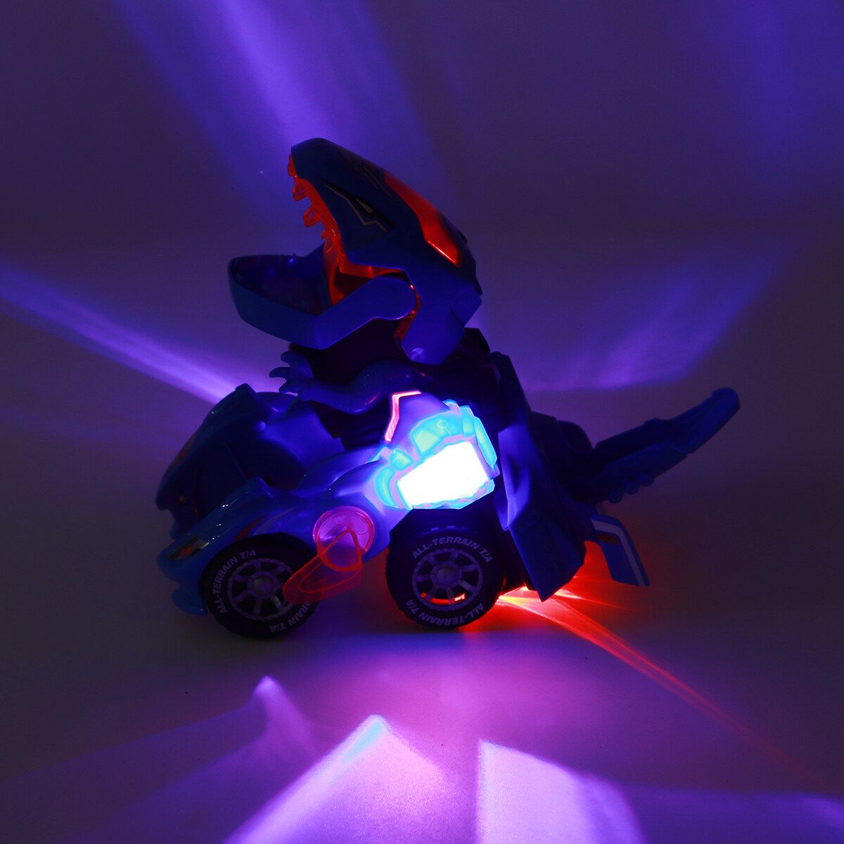 Dinosaur Toys Car With LED Light And Music Automatic Transform Dino Car For 2+ Year Old Kids Christmas Birthday Gifts Blue