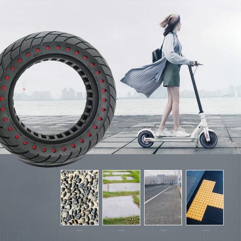 Scooter Tires Rubber Shock Absorber Non-Pneumatic Tyres for 10Inch Scooter Skateboard Tyre Solid Hole Tires