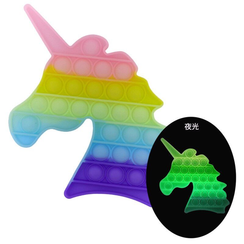 Push Pop Desktop UV Discolor Educational Toy Push Silicone Photochromic Finger Bubble Color Change Discoloration Fidget Popit Luminous Unicorn