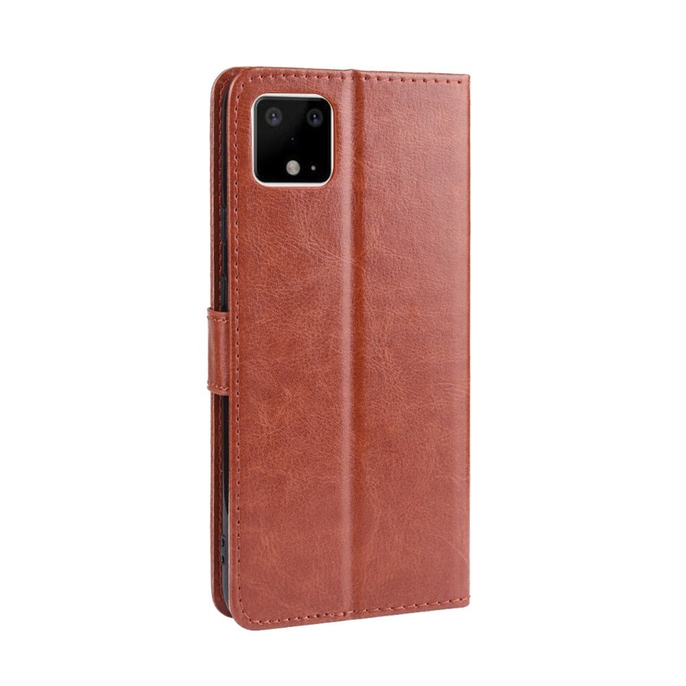Retro Crazy Horse Texture Horizontal Flip Leather Case For Google Pixel 4 , With Holder & Card Slots & Photo Frame(Brown)