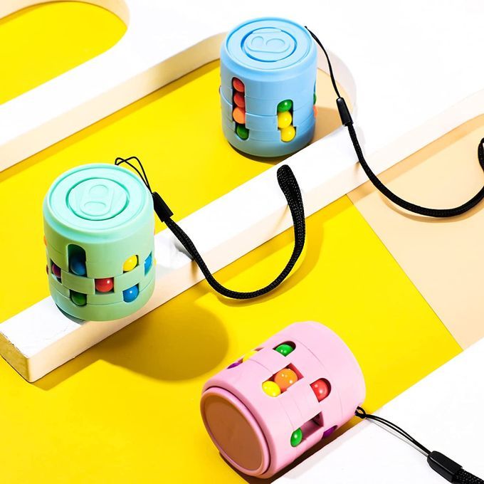 3 Pieces Cans Magic Bean Cube Fingertip Toys Spinner Rotating Toys Reliever Stress Fidget Toy