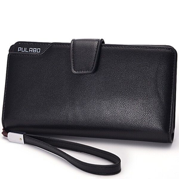 10pcs Men Long Wallet Zipper Credit Cards Mobile Phone Holder Black
