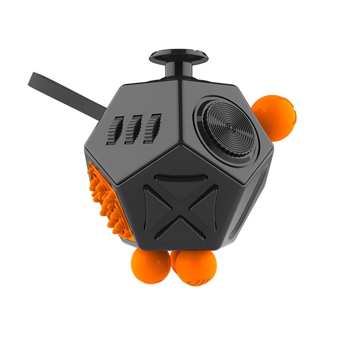 12 Sides Fidget Cube Generation 2 Decompression Toy Desk Magic Dice Funny Relieves Anxiety And Stress Toys Creative Gift With Gears & Rotating Dial & 360 Degree Joystick For Adults And Children(Black)