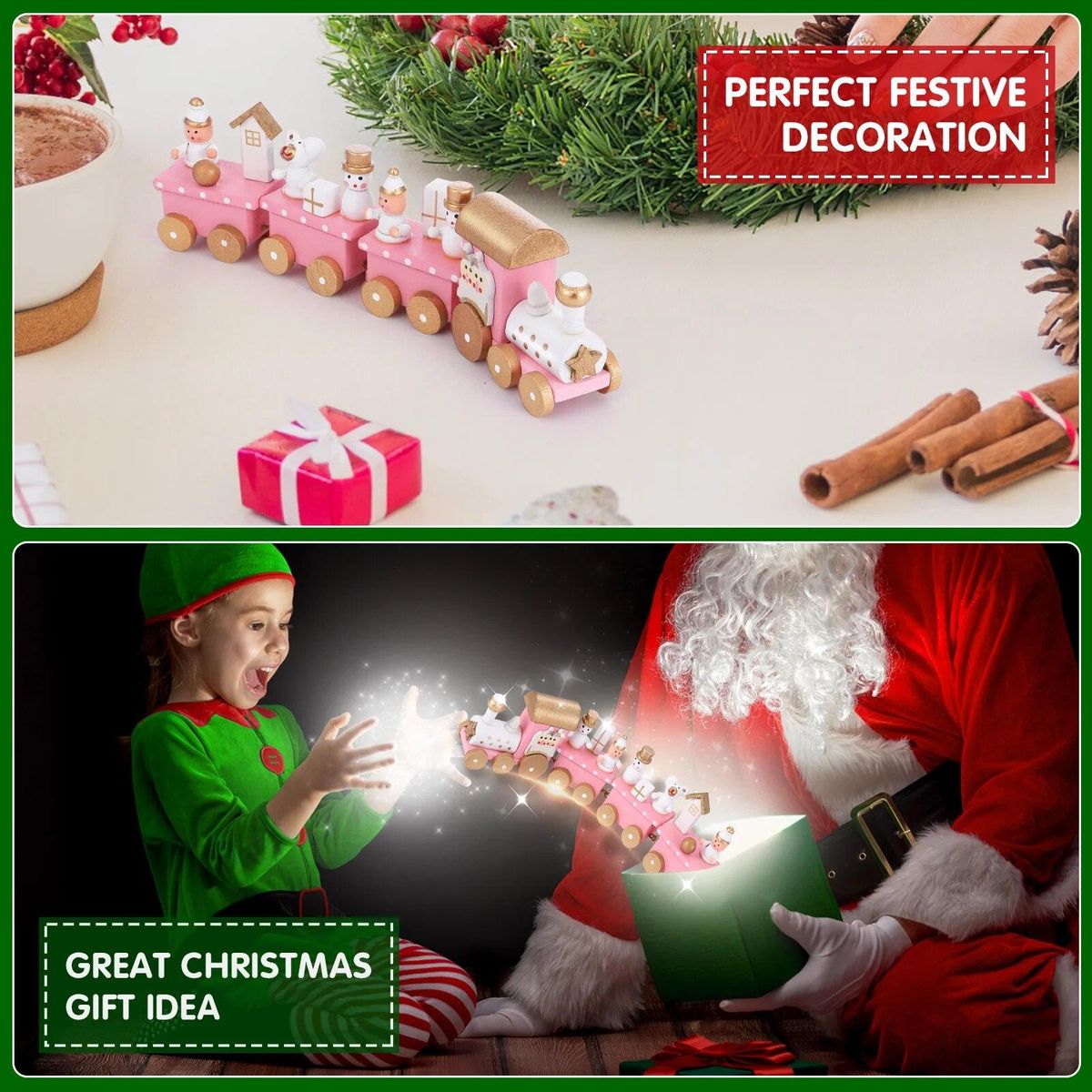 Wooden Train Desktop Party Mini Toy Small Christmas Toddler Dining Room Table Decor