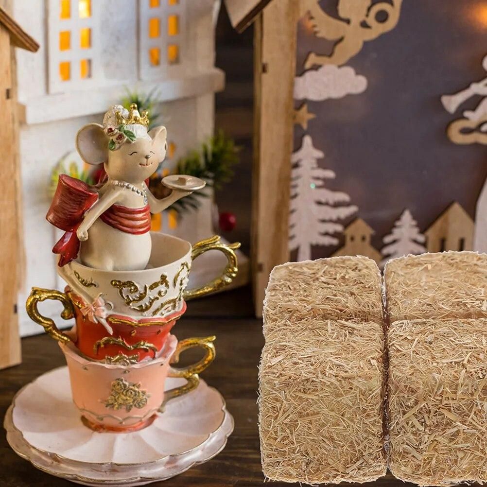 8pcs Mini Hay Bales Small Decorative Hay Table Decoration Rustic Mini Farm Haystack