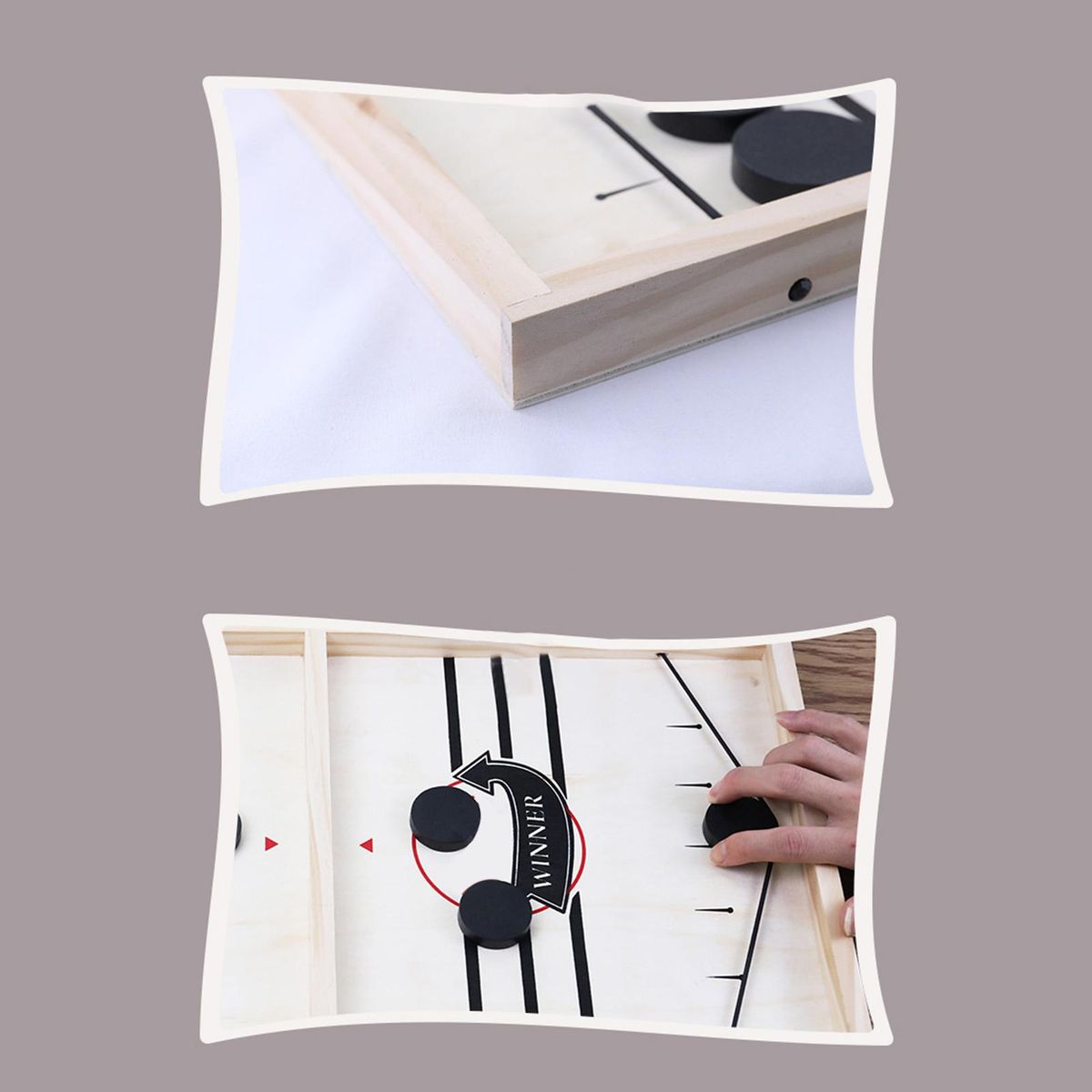 Fast Sling Puck Game, Desktop Slingshot Board Games Toy, Table Battle 2 in 1 Wooden Hockey Game, Playing Chess Parents Child Interaction Toys